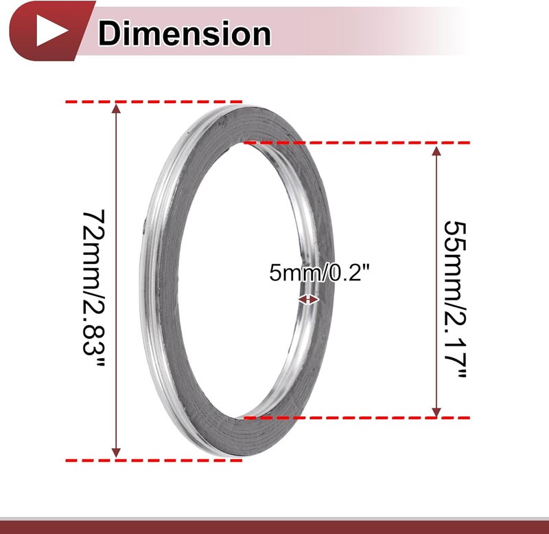 REPAIROCK ID 55mm Exhaust Manifold Gasket Prevent Leak Noise Exhaust Donut Gasket Muffler Ring Exhaust Flange Gasket for Car SUV Truck Graphite Stainless Steel - Image 4